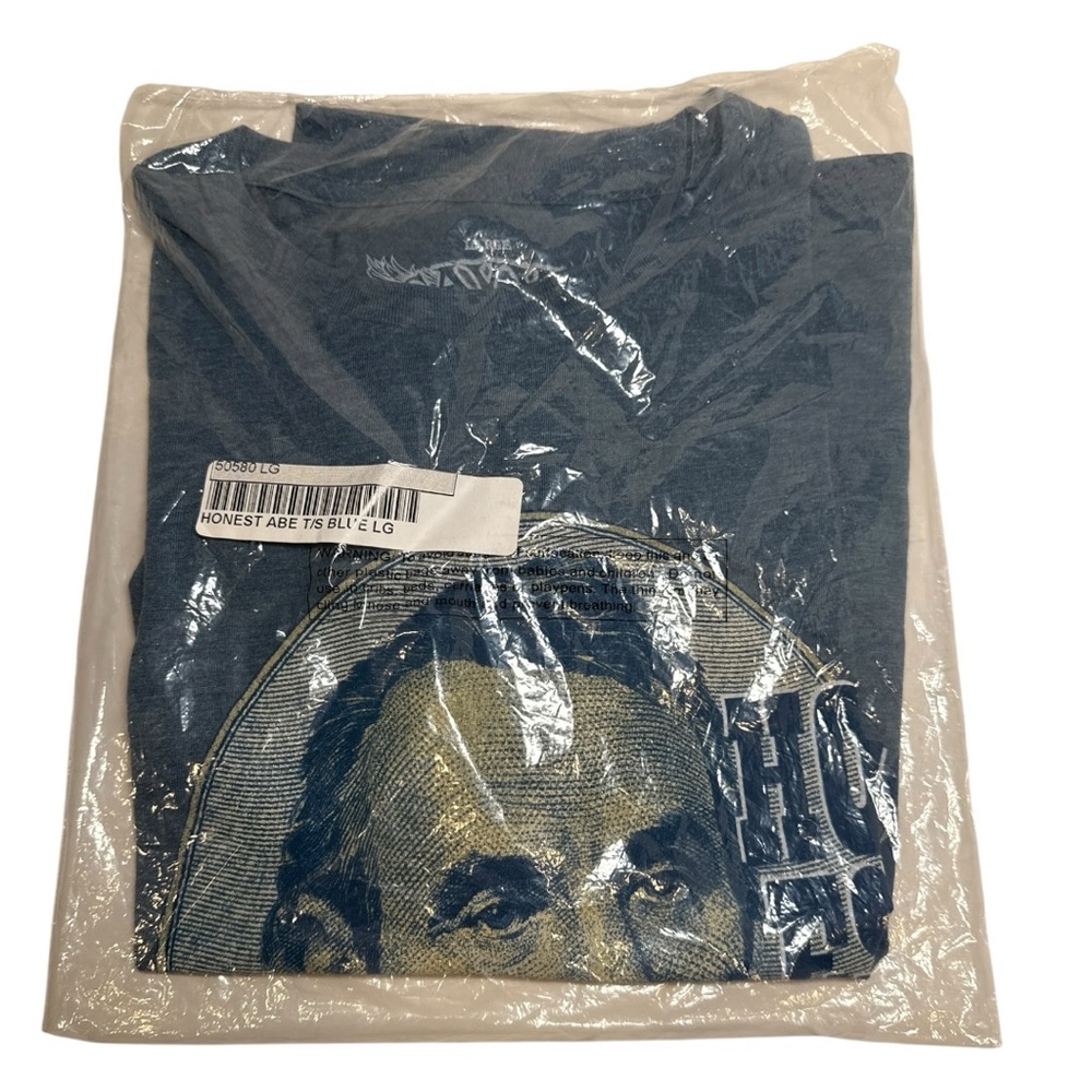 Honest Abe Graphic T-Shirt Blue Size Large Lincoln Vintage-Style Tee NWT